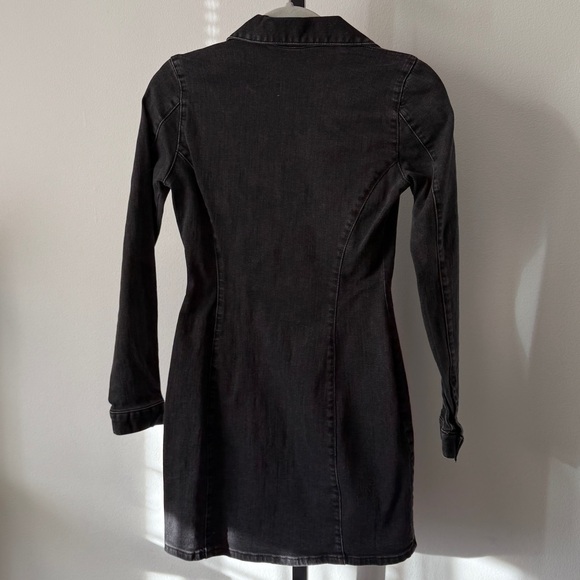ZARA Washed Black Stretchy Long Sleeve Denim  Dress Size S - Picture 3 of 5